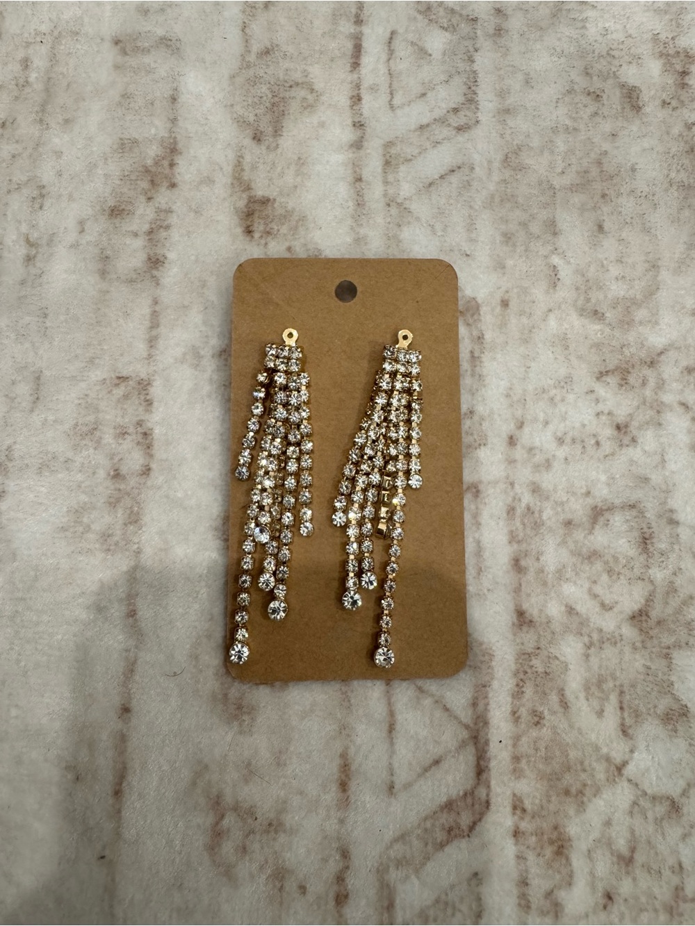 Gold Crystal Fringe Drop Earrings – Elegant Sparkle